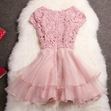 Short-sleeved Lace Organza Princess Dress Gfd on Luulla