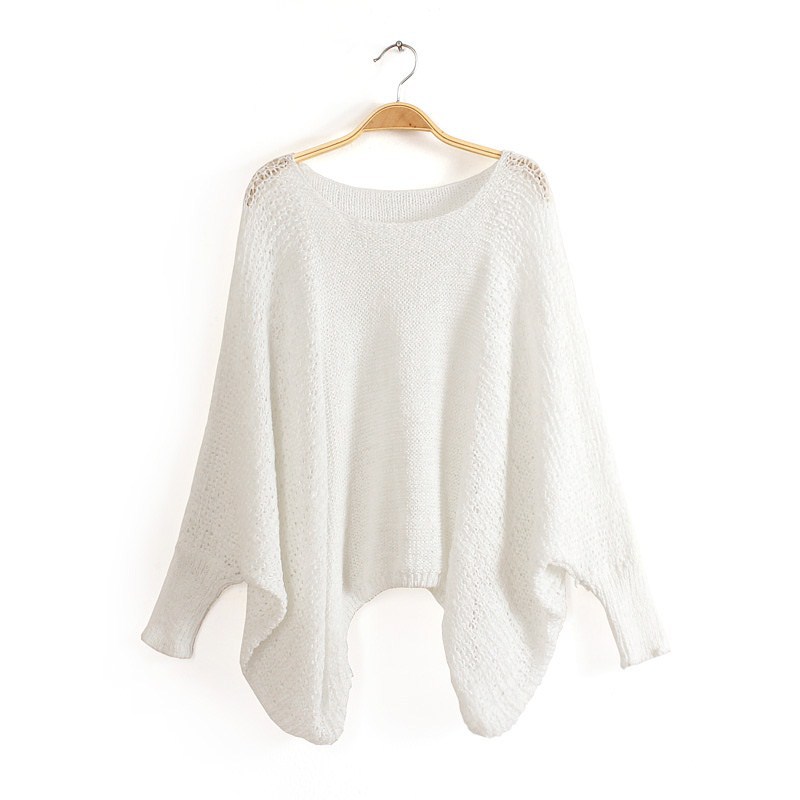 Slouchy Knitted Sweater With Batwing Sleeves on Luulla